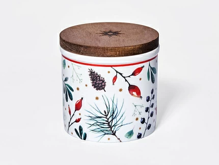 Набор банок 80 мм с деревянной крышкой (3 предмета), в подарочной упаковке, форма Стандартная, рисунок Календа, арт 42.00071.00.1