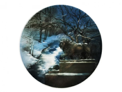 Блюдо декоративное 450 мм форма Круглая рисунок Зимний пейзаж. Лев арт. 80.89247.00.1, 