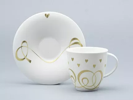 Чашка с блюдцем чайная форма Оливия рисунок Сердечки арт. 81.31428.00.1