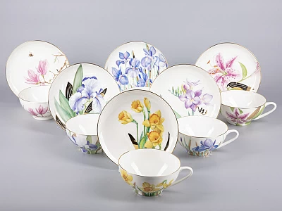 Чашка с блюдцем чайная 300мл, форма Купольная, рисунок Лилии, арт 81.29655.00.1