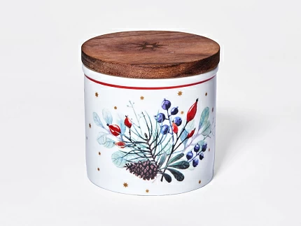 Набор банок 80 мм с деревянной крышкой (3 предмета), в подарочной упаковке, форма Стандартная, рисунок Календа, арт 42.00071.00.1