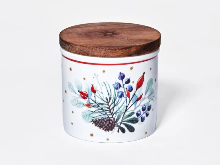 Набор банок 80 мм с деревянной крышкой (3 предмета), в подарочной упаковке, форма Стандартная, рисунок Календа, арт 42.00071.00.1, 