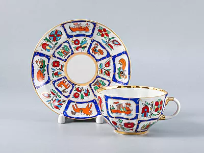 Сервиз чайный форма Тюльпан рисунок Русский лубок, 6 персон 20 предметов, арт. 81.20958.00.1