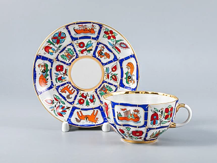 Сервиз чайный форма Тюльпан рисунок Русский лубок, 6 персон 20 предметов, арт. 81.20958.00.1 Сервиз чайный форма Тюльпан рисунок Русский лубок, 6 персон 20 предметов, арт. 81.20958.00.1