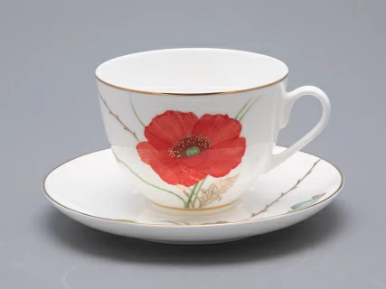 Сервиз чайный форма Весенняя 2 рисунок Маки на 6 персон 14 предметов, арт. 81.34140.00.1, 