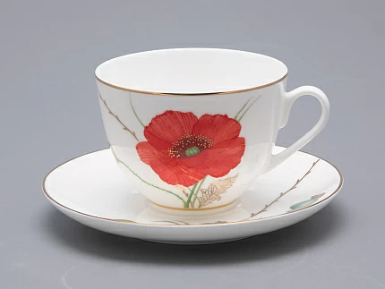 Сервиз чайный форма Весенняя 2 рисунок Маки на 6 персон 14 предметов, арт. 81.34140.00.1