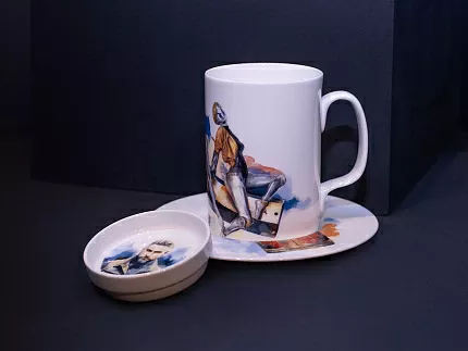 Бокал с блюдцем и крышкой 400мл в подарочной упаковке, форма Топ, рисунок Atomic Heart 2, арт 81.34449.00.1