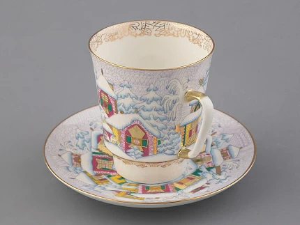 Чашка с блюдцем 165 мл форма Майская рисунок Зимний день, арт. 81.10375.00.1