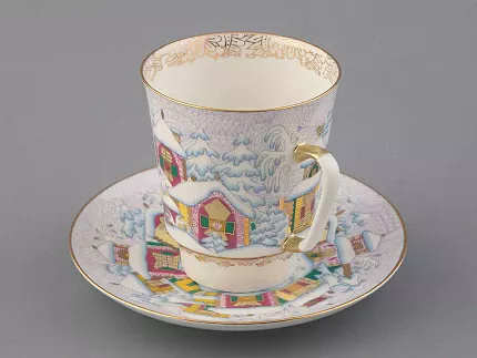 Чашка с блюдцем 165 мл форма Майская рисунок Зимний день, арт. 81.10375.00.1