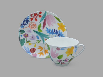 Чашка с блюдцем чайная 250 мл форма Весенняя рисунок Primavera, арт. 81.34273.00.1