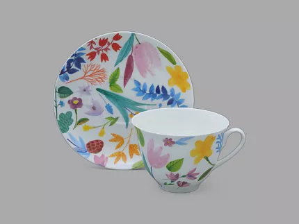 Чашка с блюдцем чайная 250 мл форма Весенняя рисунок Primavera, арт. 81.34273.00.1