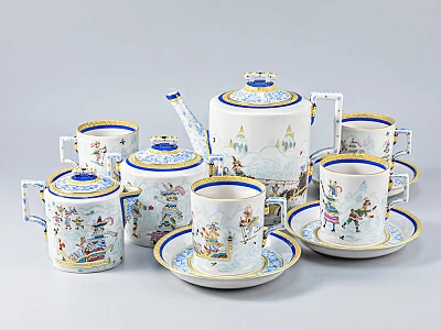 Сервиз чайный Гербовая Зимние забавы, 6 персон 15 предметов, арт. 81.14057.00.1