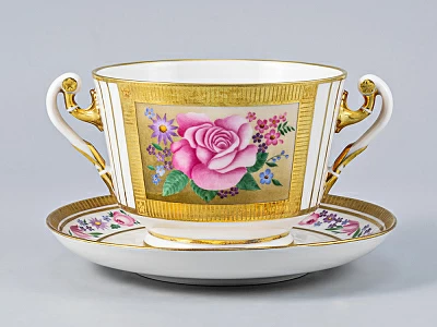 Чашка с блюдцем для бульона форма Александрия рисунок Воспоминание арт. 81.17424.00.1