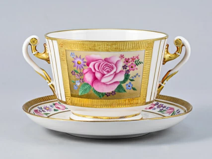 Чашка с блюдцем для бульона форма Александрия рисунок Воспоминание арт. 81.17424.00.1, 