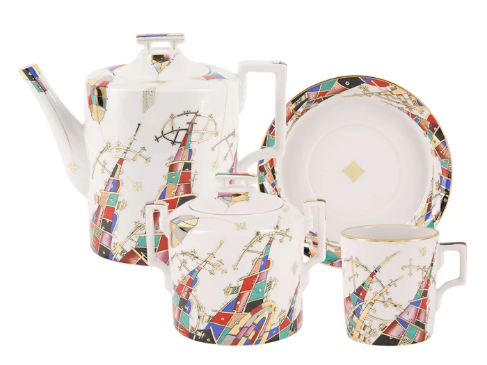 Сервиз чайный 14 предметов на 6 персон, рисунок Фиеста, форма Гербовая, арт 81.15238.01.1, 