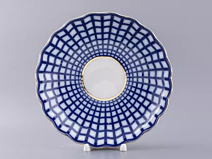 Сухарница, 215  мм, форма Тюльпан, рисунок Кобальтовая клетка арт. 80.03707.00.1