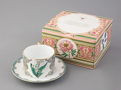 Чашка с блюдцем 250 мл в подарочной упаковке форма Соло, рисунок, Ландыш майский, арт. 81.32654.00.1