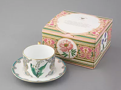 Чашка с блюдцем 250 мл в подарочной упаковке форма Соло, рисунок, Ландыш майский, арт. 81.32654.00.1