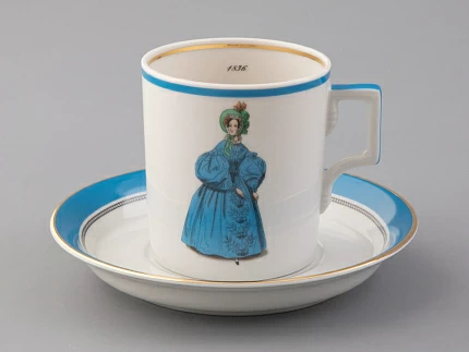 Чашка с блюдцем чайная 220 мл форма Гербовая рисунок Modes de Paris 1836 арт. 81.25417.00.1