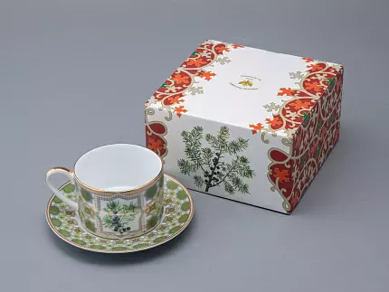 Чашка с блюдцем 250 мл в подарочной упаковке форма Соло рисунок Можжевельник ароматный, арт. 81.33953.00.1