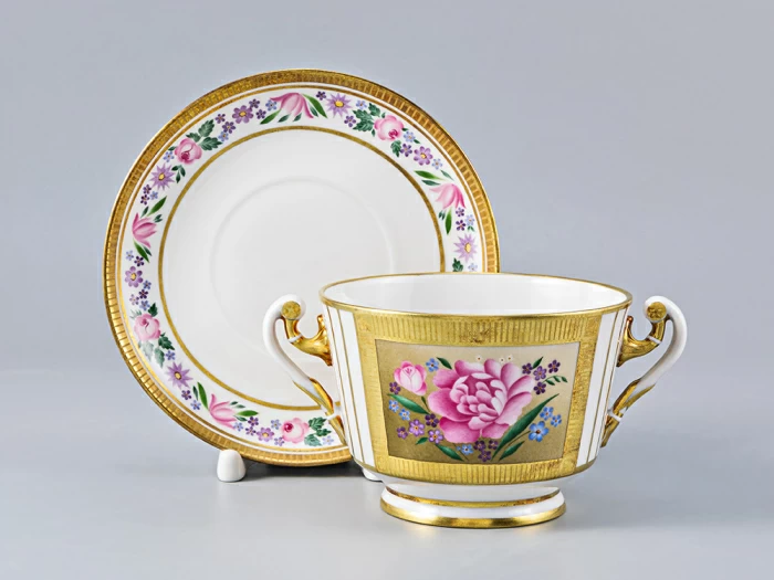 Чашка с блюдцем для бульона форма Александрия рисунок Воспоминание арт. 81.17424.00.1, 