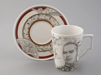 Бокал с блюдцем в подарочной упаковке, форма Гранд, рисунок Маршалы Победы Георгий Жуков, арт. 81.33243.00.1, 