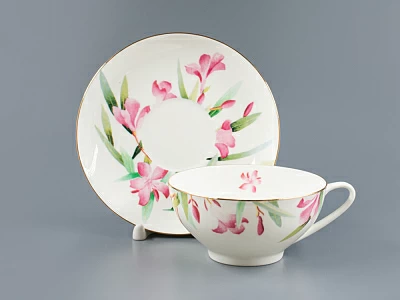 Чашка с блюдцем форма Купольная рисунок Акварель арт. 81.26635.00.1