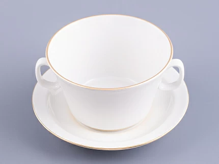 Чашка с блюдцем для бульона Молодежная Золотая лента арт. 81.10974.00.1 Чашка с блюдцем для бульона Молодежная Золотая лента арт. 81.10974.00.1
