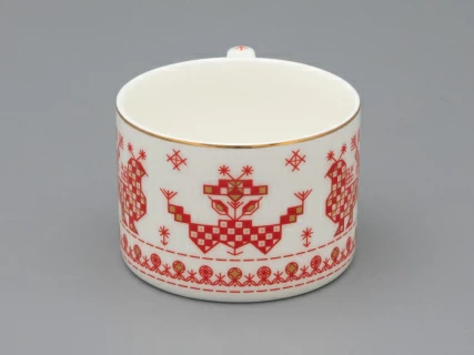 Чашка с блюдцем 250 мл форма Премиум рисунок Петушки-гребешки, арт 81.33558.00.1, 