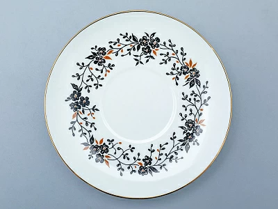 Трехпредметный комплект чайный форма Волна рисунок Тонкие веточки 155 мл арт. 81.14404.00.1