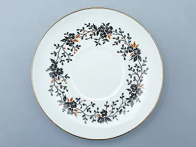 Трехпредметный комплект чайный форма Волна рисунок Тонкие веточки 155 мл арт. 81.14404.00.1