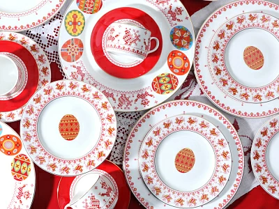 Тарелка плоская 205 мм форма Премиум рисунок Петушки-гребешки, арт 80.49801.00.1