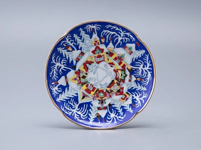 Чашка с блюдцем и с крышкой чайная форма Подарочная-2 рисунок Зимняя сказка 250 мл арт. 81.14563.00.1