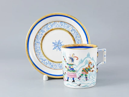 Чашка с блюдцем чайная форма Гербовая рисунок Зимние забавы 1 арт. 81.15129.00.1, 