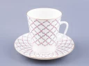 Чашка с блюдцем кофейная 165 мл форма форма Майская рисунок Розовая сетка арт. 81.13631.00.1, Чашка с блюдцем кофейная 165 мл форма форма Майская рисунок Розовая сетка арт. 81.13631.00.1,