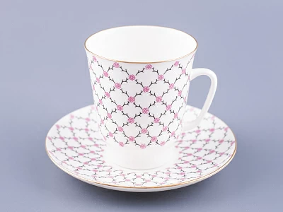 Чашка с блюдцем кофейная 165 мл форма форма Майская рисунок Розовая сетка арт. 81.13631.00.1
