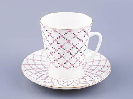 Чашка с блюдцем кофейная 165 мл форма форма Майская рисунок Розовая сетка арт. 81.13631.00.1