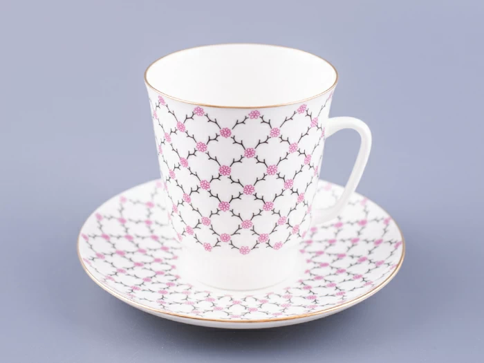 Чашка с блюдцем кофейная 165 мл форма форма Майская рисунок Розовая сетка арт. 81.13631.00.1, 