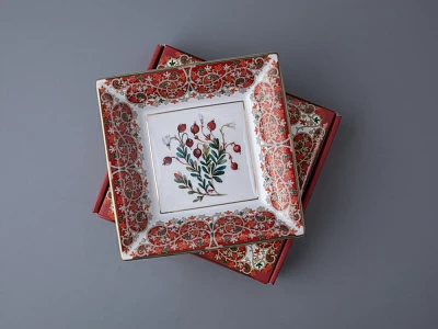 Подставка для мелочей в подарочной упаковке форма Квадратная рисунок Клюква заповедная, арт. 81.34283.00.1