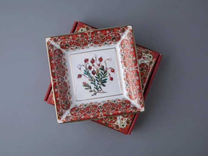 Подставка для мелочей в подарочной упаковке форма Квадратная рисунок Клюква заповедная, арт. 81.34283.00.1, 