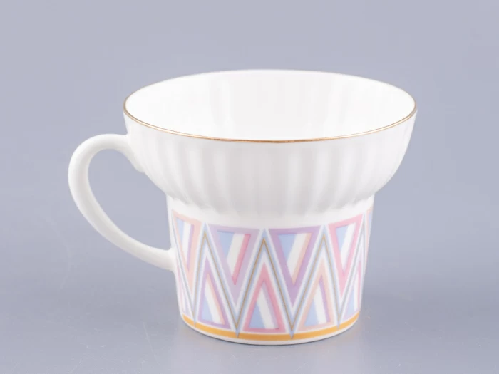 Чашка с блюдцем кофейная 155 мл.,  форма Волна, рисунок Геометрия 1 арт. 81.27007.00.1, 