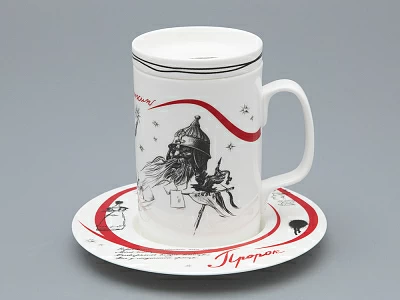 Подарочный набор Бокал с блюдцем и крышкой, форма Топ, рисунок Пророк, арт 81.34051.00.1