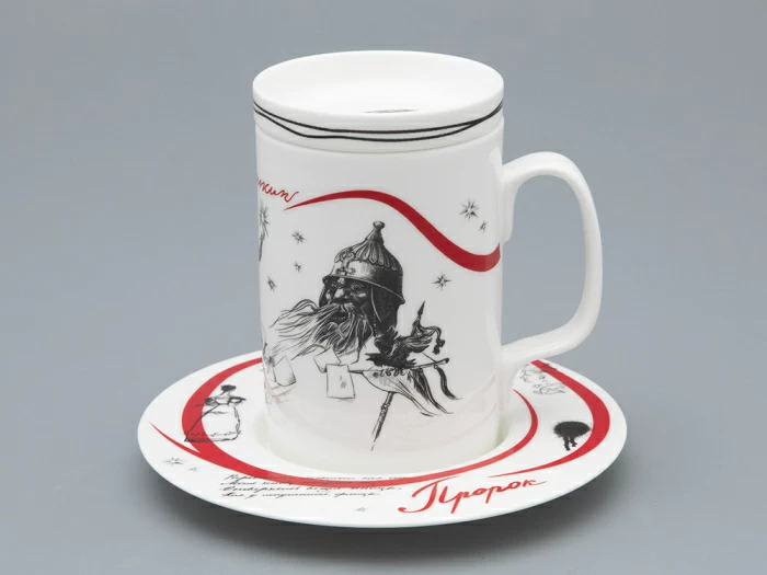 Подарочный набор Бокал с блюдцем и крышкой, форма Топ, рисунок Пророк, арт 81.34051.00.1, 