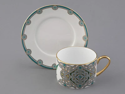 Чашка с блюдцем 250 мл в подарочной упаковке форма Соло, рисунок, Ландыш майский, арт. 81.32654.00.1