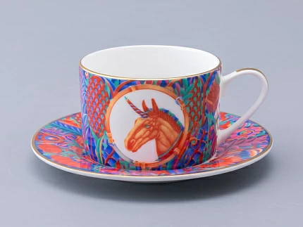 Чашка с блюдцем чайная в подарочной упаковке, форма Идиллия, рисунок Единорог, арт. 81.34423.00.1