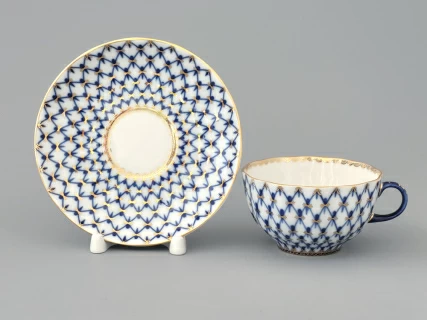 Чашка с блюдцем чайная 250 мл форма Тюльпан рисунок Кобальтовая сетка арт. 81.10105.00.1, 