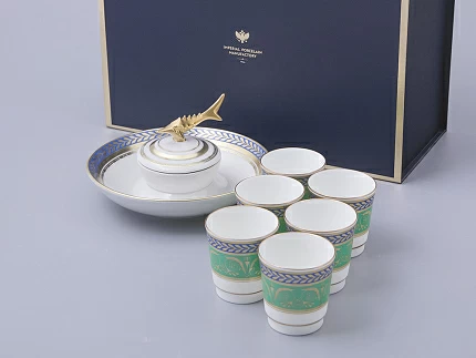 Подарочный набор стопки и икорница рис. Золотой арт. 81.30556.00.1