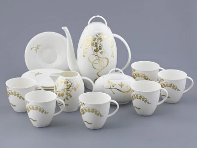 Сервиз чайный на 6 персон, 15 предметов, форма Оливия, рисунок Нежный ландыш, арт 81.31430.00.1