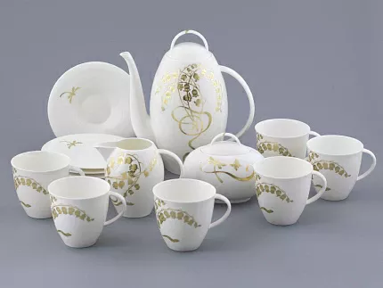 Сервиз чайный на 6 персон, 15 предметов, форма Оливия, рисунок Нежный ландыш, арт 81.31430.00.1