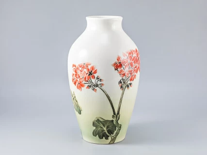 Ваза форма Ламповая рисунок Пеларгонии арт. 80.89228.00.1, 